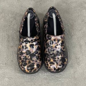 Safe T Step Comfort Clog‎ Leopard US Size 6 Non Slip Workwear  Black/Purple/Gold
